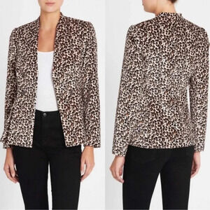 NWOT Rebecca Taylor Leopard Print Velveteen Double Breasted Blazer Jacket Size 8